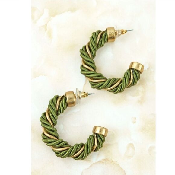 𝅺GREEN Tenley Twisted Cord Hoop Earrings - Picture 7 of 7